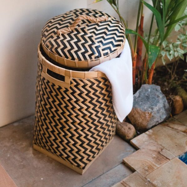 Wasmand met deksel NABIRE van bamboe - Afbeelding 4