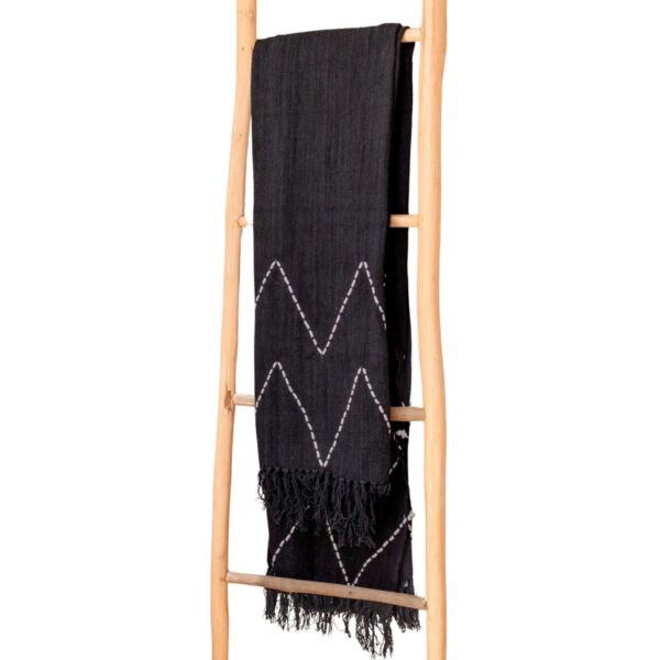 Boho Deken Zwart Handgeweven Katoenen Deken 140x200 cm LINGGAH Handgeweven van katoen - Afbeelding 5