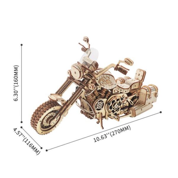 Houten Puzzel 3D Cruiser Motorcycle, Robotime, LK504, 27x11,6x16cm - Afbeelding 8