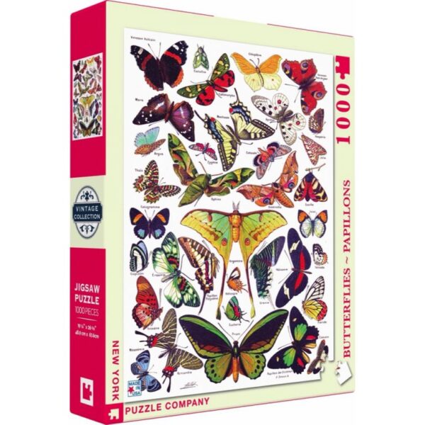 New York Puzzle Company - Vintage Images Butterflies~Papillons - 1000 stukjes puzzel - Afbeelding 3