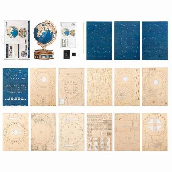 Houten Puzzel 3D The Globe Blauw, Robotime, ST002, 32,5x29x52cm - Afbeelding 4
