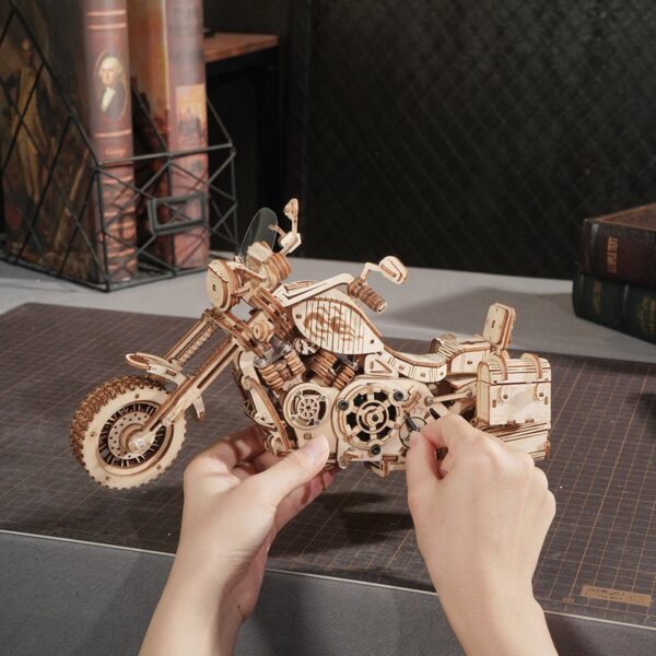 Houten Puzzel 3D Cruiser Motorcycle, Robotime, LK504, 27x11,6x16cm - Afbeelding 5
