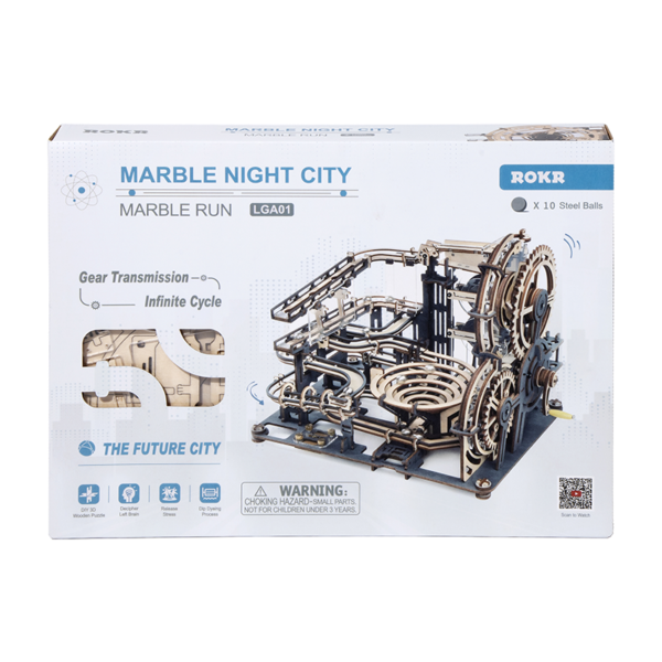 3D Houten Puzzel Knikkerbaan Marble Night City, Robotime, LGA01, 32,5x21,4x22,8cm - Afbeelding 8