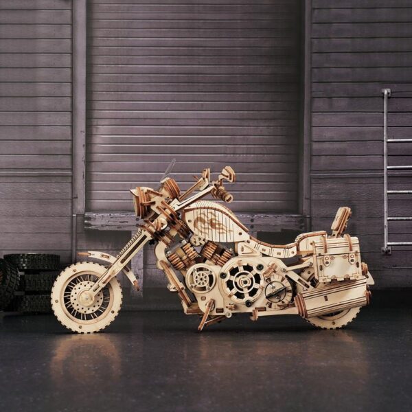 Houten Puzzel 3D Cruiser Motorcycle, Robotime, LK504, 27x11,6x16cm - Afbeelding 3