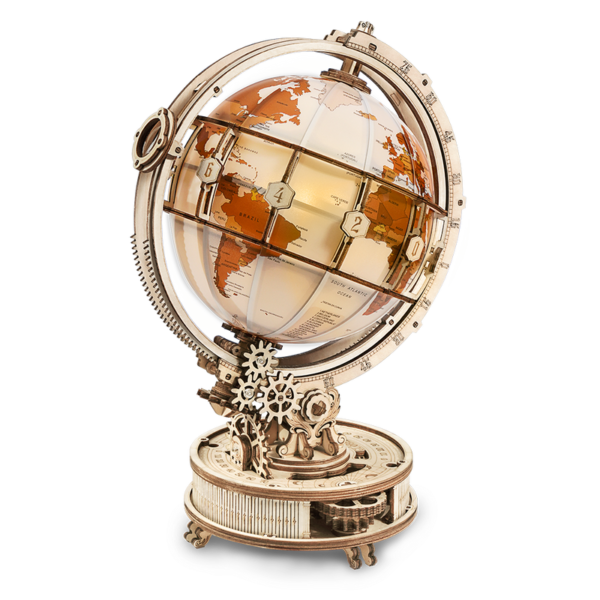 Houten Puzzel 3D Wereldbol incl. verlichting, Robotime, ST003, 16,7x20,3x29,3cm