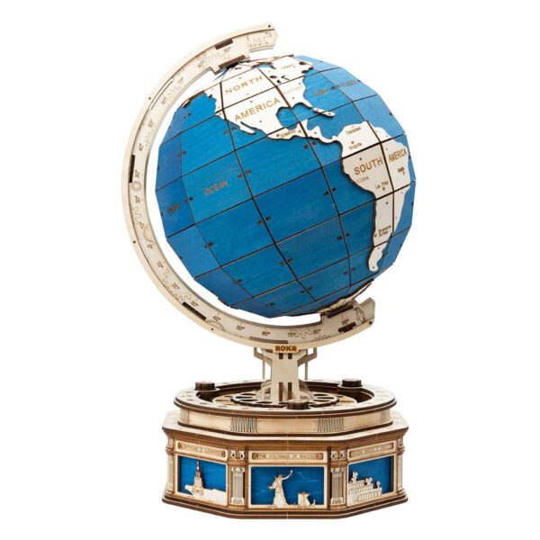 Houten Puzzel 3D The Globe Blauw, Robotime, ST002, 32,5x29x52cm