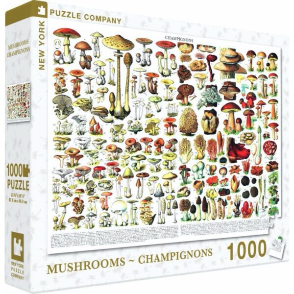 New York Puzzle Company - Vintage Images Mushrooms ~ Champignons - 1000 stukjes puzzel - Afbeelding 4