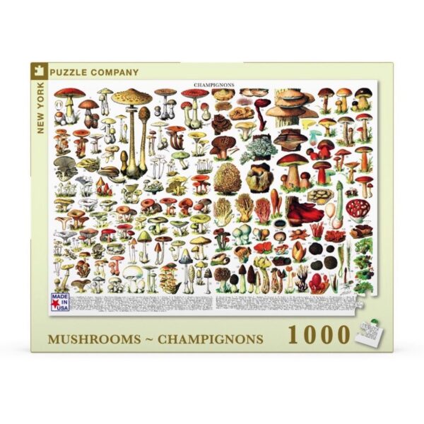 New York Puzzle Company - Vintage Images Mushrooms ~ Champignons - 1000 stukjes puzzel - Afbeelding 3