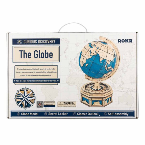 Houten Puzzel 3D The Globe Blauw, Robotime, ST002, 32,5x29x52cm - Afbeelding 5
