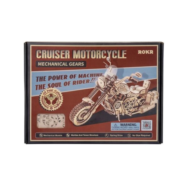 Houten Puzzel 3D Cruiser Motorcycle, Robotime, LK504, 27x11,6x16cm - Afbeelding 9