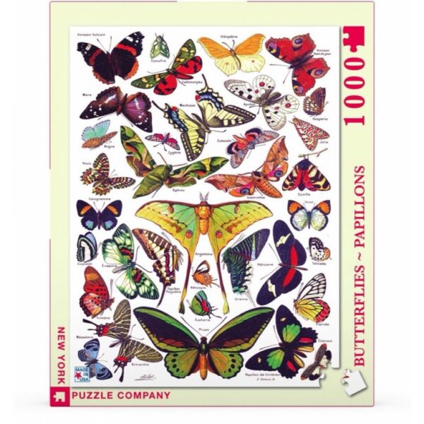 New York Puzzle Company - Vintage Images Butterflies~Papillons - 1000 stukjes puzzel - Afbeelding 2