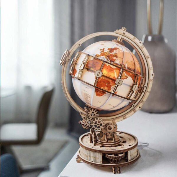Houten Puzzel 3D Wereldbol incl. verlichting, Robotime, ST003, 16,7x20,3x29,3cm - Afbeelding 4