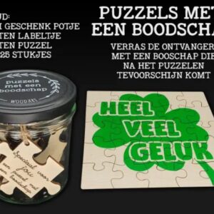 Puzzel met een boodschap | Heel veel geluk (9 x 9 cm)