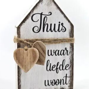 Houten huisje | Thuis waar liefde woont (20x12,5cm)