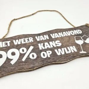Bord hangend XL | Wijn vanavond (45x14cm)