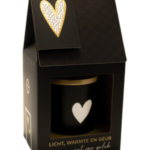 Kaars huisje kado | Hartje | Black edition