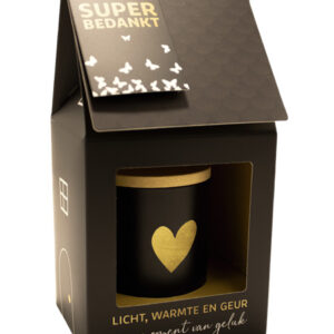 Kaars huisje kado | Super bedankt | Black edition